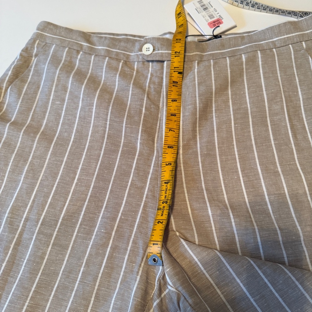 Gibson Latimer Linen Blend Shorts Womens 16 Biege Striped Basic Adjustable Waist - Picture 8 of 8